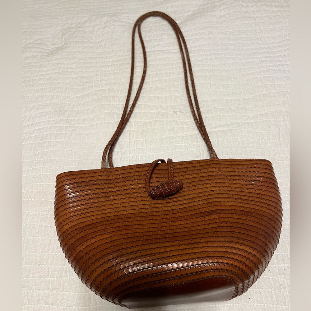 Saks Fifth Avenue Brown Woven Shoulder Bag